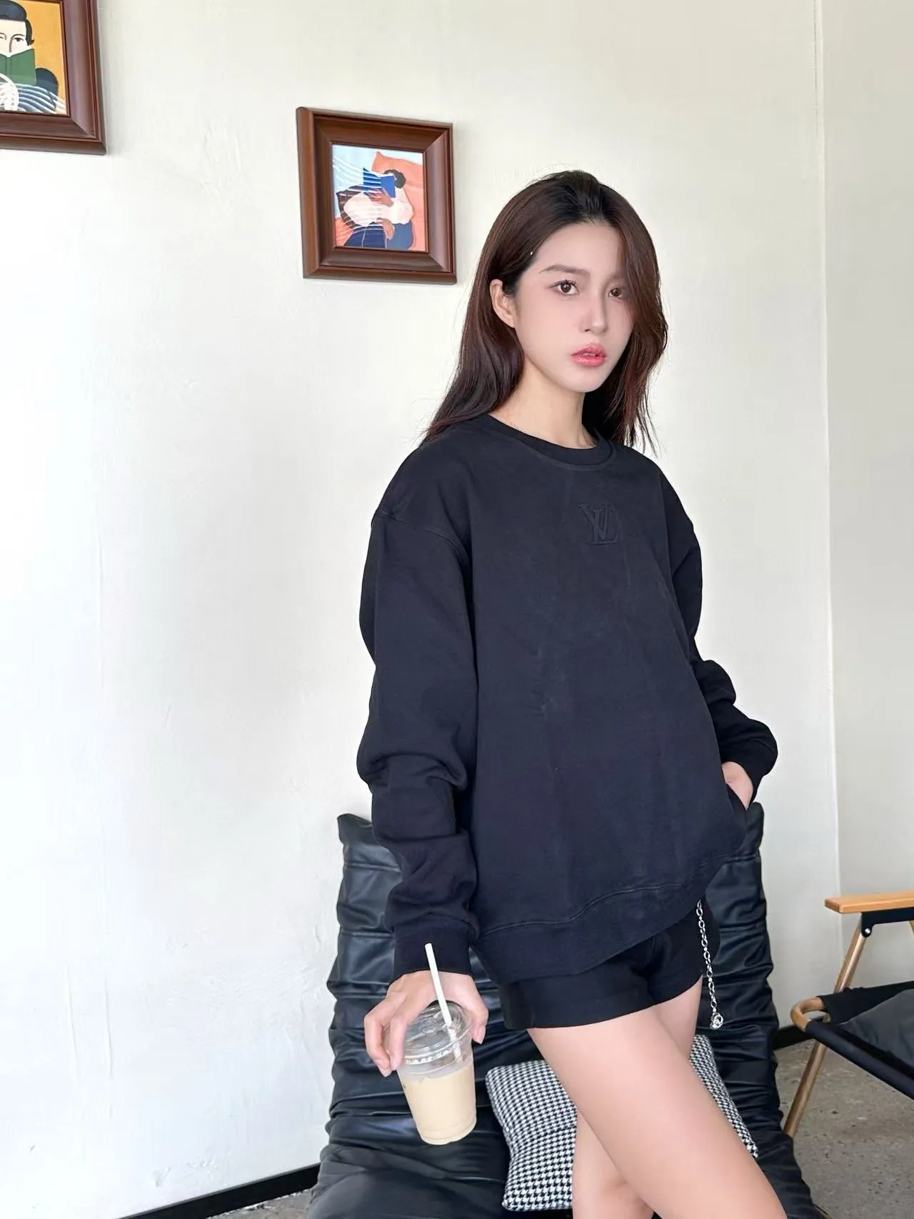 Louis Vuitton/Louis Vuitton 25Fw silicone letter logo round neck sweatshirt